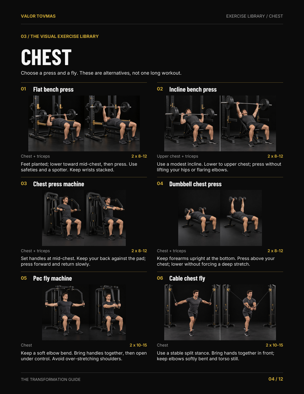 Inside the guide: illustrated chest exercise reference