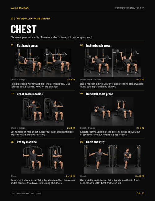 Inside the guide: illustrated chest exercise reference
